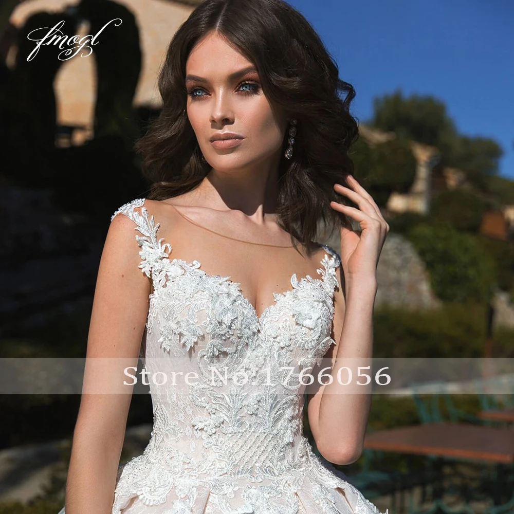 Fmogl Scoop Neck Lace Vintage Ball Gown Wedding Dresses 2020 Sexy Appliques Beaded Pearls Chapel Train Princess Bridal Gowns
Fmogl Scoop Neck Lace Vintage Ball Gown Wedding Dresses 2020 Sexy Appliques Beaded Pearls Chapel Train Princess Bridal Gowns