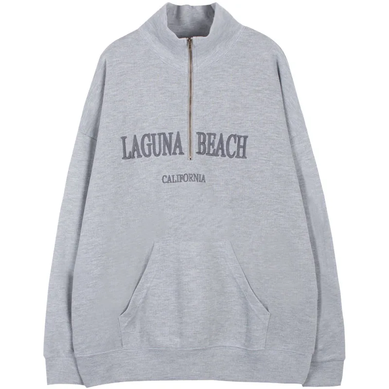 2020 Autumn Women Oversized Zip-up POLO Collar Casual Pullovers New Teens Girls Winter Gray Vitnage Letter Embroidery Sweatshirt
2020 Autumn Women Oversized Zip-up POLO Collar Casual Pullovers New Teens Girls Winter Gray Vitnage Letter Embroidery Sweatshirt
