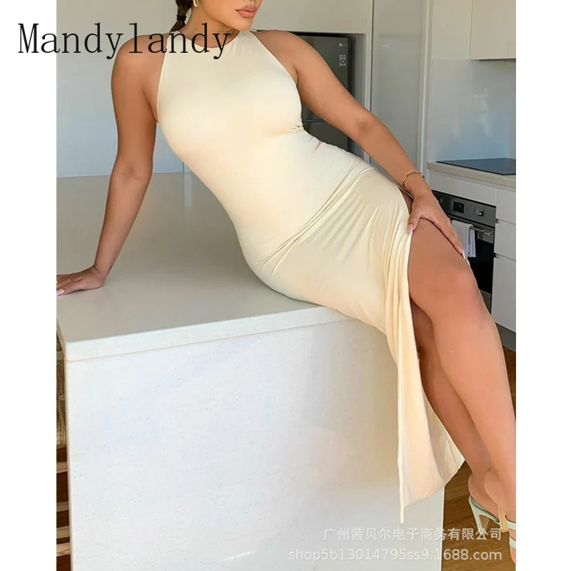 Mandylandy Women's Elegant Fashion Long Dress Lady Sexy Sleeveless O Neck High Waist Slim Fit Slit Bodycon Dress
Mandylandy Women's Elegant Fashion Long Dress Lady Sexy Sleeveless O Neck High Waist Slim Fit Slit Bodycon Dress