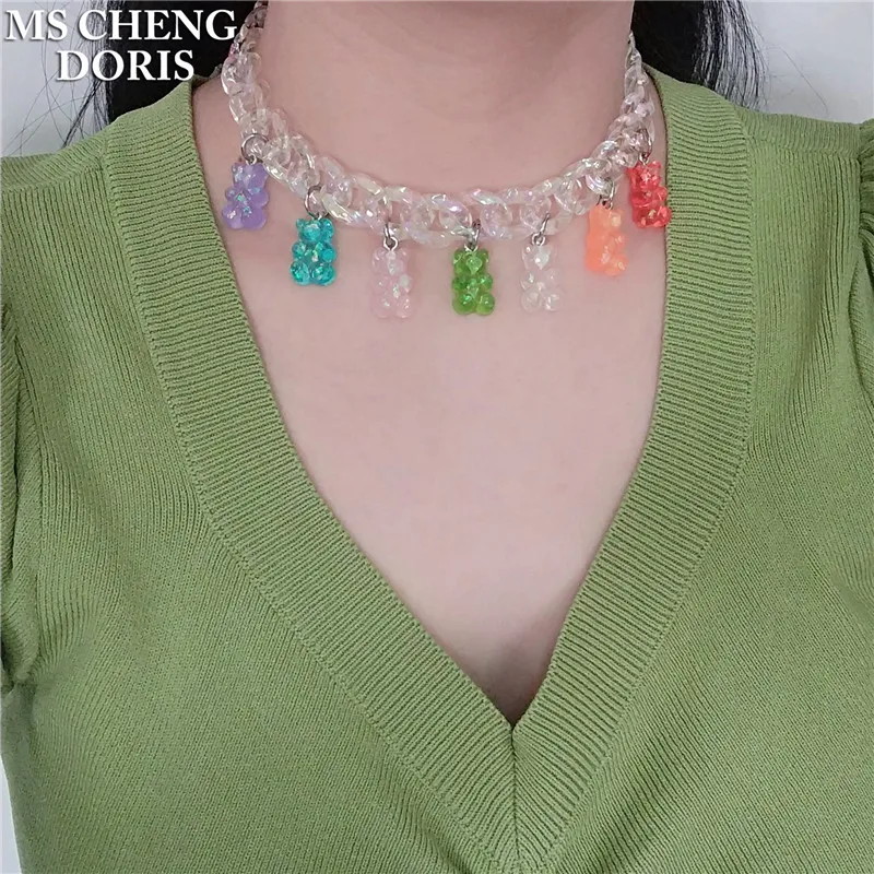 Handmade 7 Colors Cute Cartoon Bear Chain Necklaces, Candy Color Pendant For Women&Girl Daily Jewelry Party Gifts
Handmade 7 Colors Cute Cartoon Bear Chain Necklaces, Candy Color Pendant For Women&Girl Daily Jewelry Party Gifts
