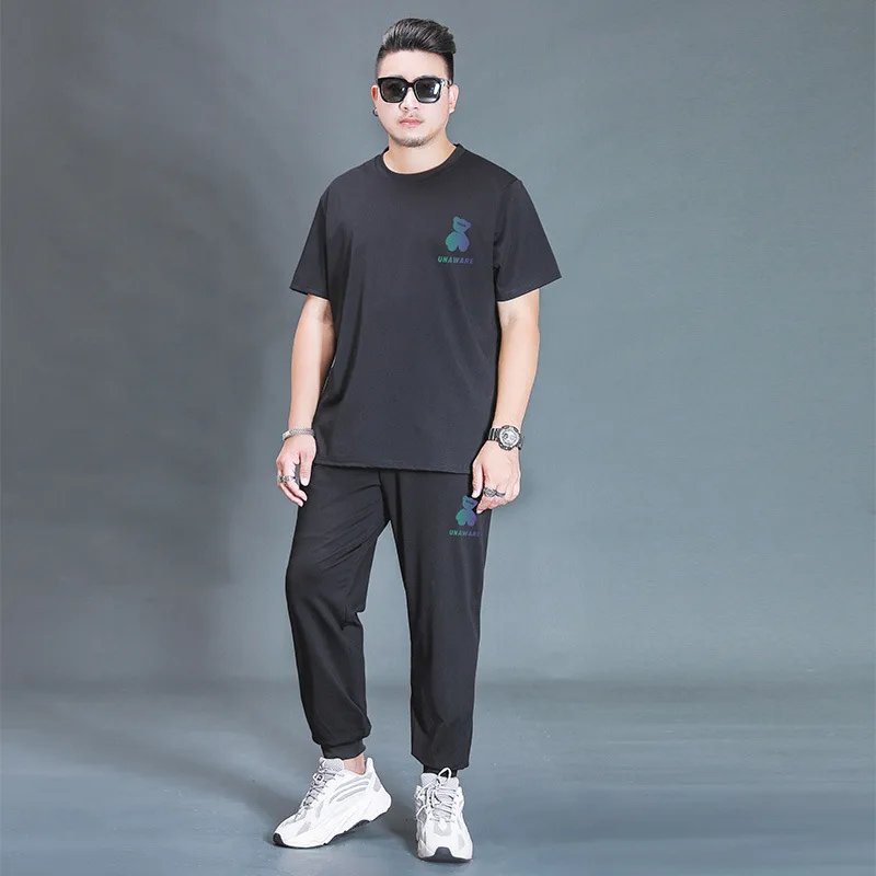 Fattening and enlarging men's short sleeve T-shirt two piece set of fat men's casual sports suit half sleeve pants
Fattening and enlarging men's short sleeve T-shirt two piece set of fat men's casual sports suit half sleeve pants