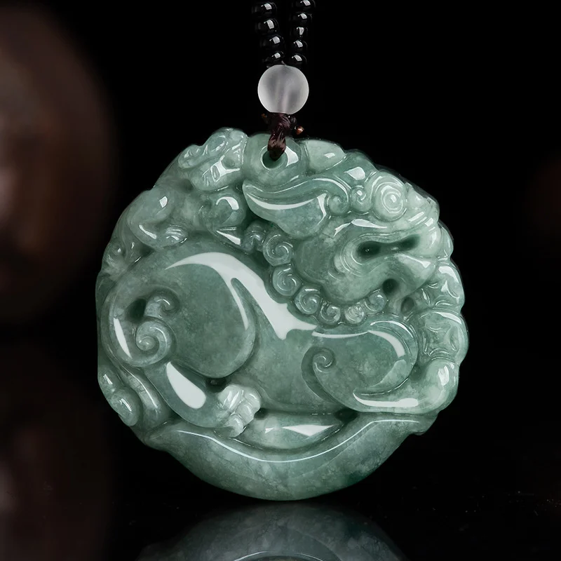 

Hot selling natural hand-carve Ice Seed Jade Lucky Pixiu Necklace Pendant fashion jewelry Men Women Luck Gifts amulet