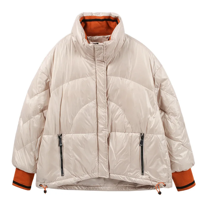 2021 new style stand collar contrast color down jacket women short thick loose white duck down winter bread jacket
2021 new style stand collar contrast color down jacket women short thick loose white duck down winter bread jacket