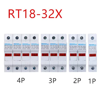 Новый рельсовый Предохранитель база RT18 32X 2P с светодиодный свет R015 10*38