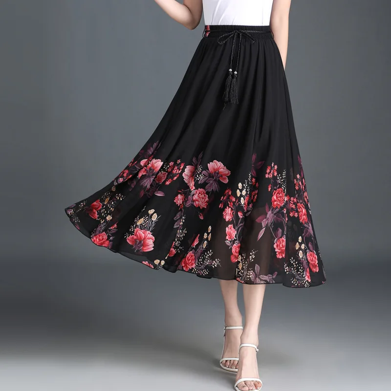 Vintage Print A-line Big Swing Skirt Summer Women Elegant Loose Elastic High Waisted Floral Ladies Mid-long Pleated Skirts
Vintage Print A-line Big Swing Skirt Summer Women Elegant Loose Elastic High Waisted Floral Ladies Mid-long Pleated Skirts