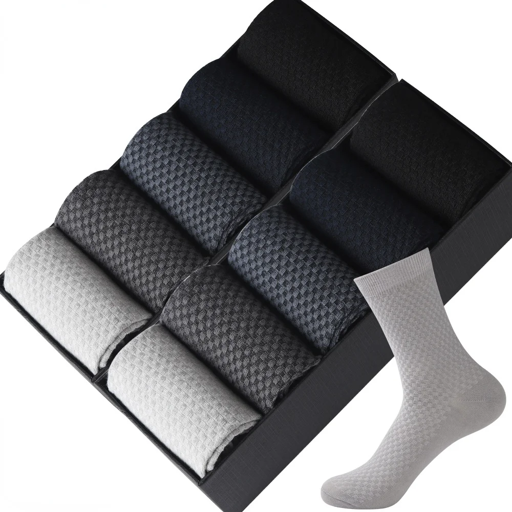 

5Pair Men's Black Business Casual Male Sock Men's High Quality Bamboo Fiber Socks Compression Long Socks Socks Men