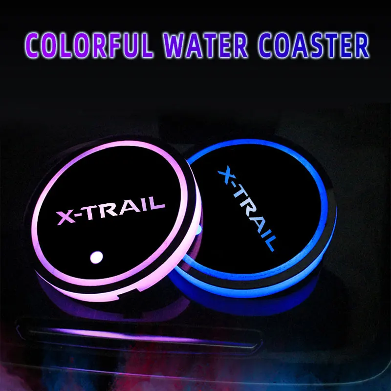 

Luminous Car Water Cup Coaster Holder 7 Colorful USB Charging Car Led Atmosphere Light For Nissan Xtrail T30 T31 T32 Accessories