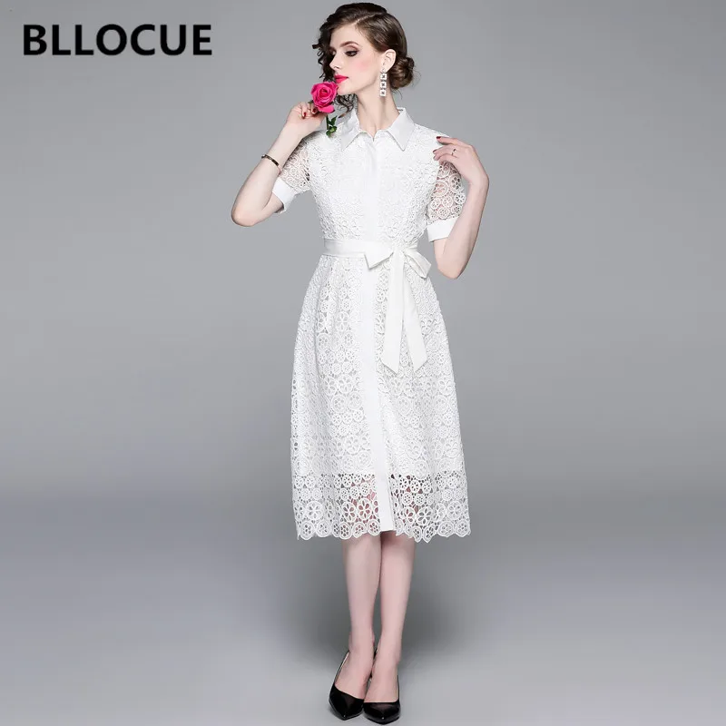 BLLOCUE Runway Women Hollow Out Crochet Flower Water Soluble Lace Dress 2020 Summer Female Bow Collar Short Sleeve Midi Dres
BLLOCUE Runway Women Hollow Out Crochet Flower Water Soluble Lace Dress 2020 Summer Female Bow Collar Short Sleeve Midi Dres