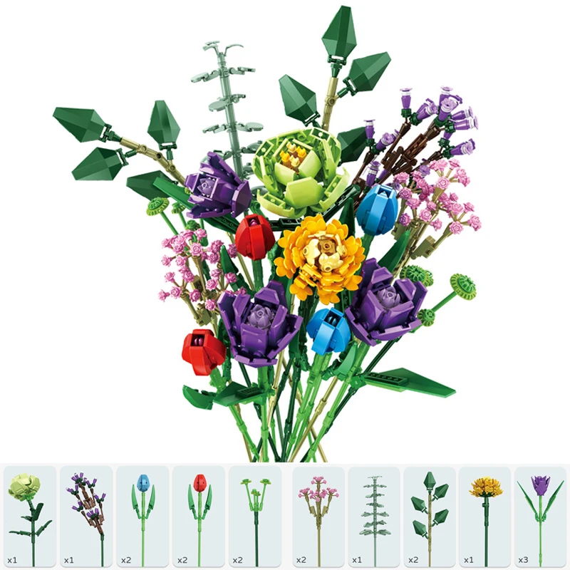 New City Houses Decoration Bouquet Rose Tulip Flowers Series Model Building Blocks Diy Kits Kids Educational Toys For Girls Gift
New City Houses Decoration Bouquet Rose Tulip Flowers Series Model Building Blocks Diy Kits Kids Educational Toys For Girls Gift