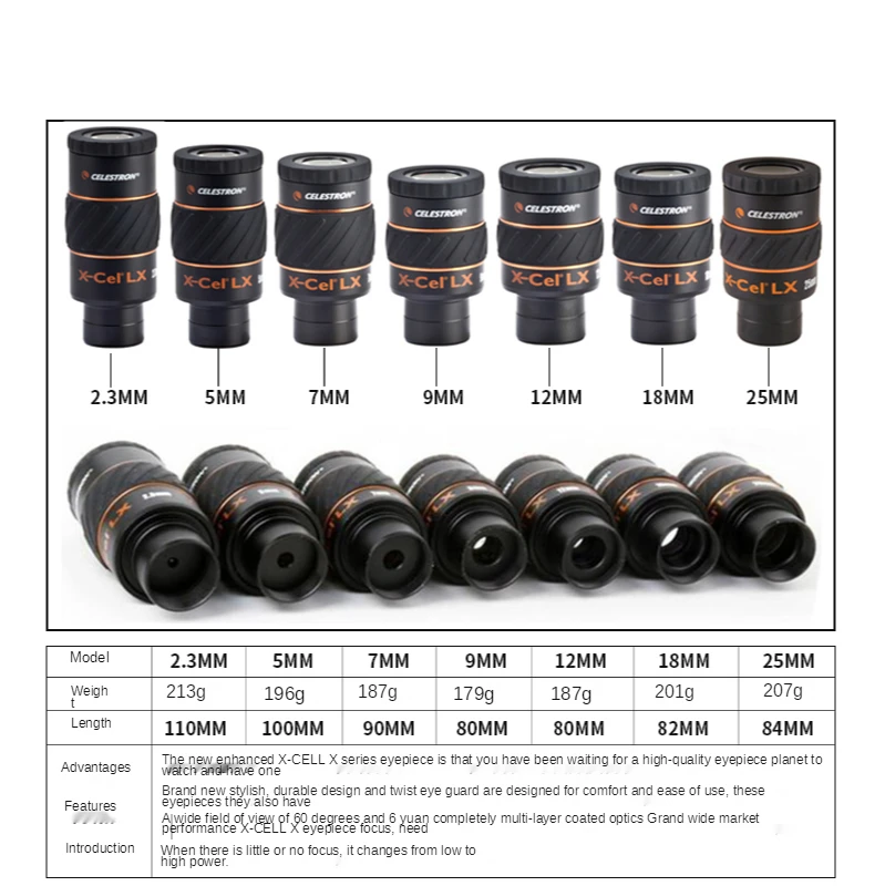 Celestron X-CEL LX Широкоугольный Большой Калибр высокой четкости, мощный аксессуар для окуляра телескопа, 5 мм, 7 мм, 9 мм, 12 мм, 2
Celestron X-CEL LX Широкоугольный Большой Калибр высокой четкости, мощный аксессуар для окуляра телескопа, 5 мм, 7 мм, 9 мм, 12 мм, 2