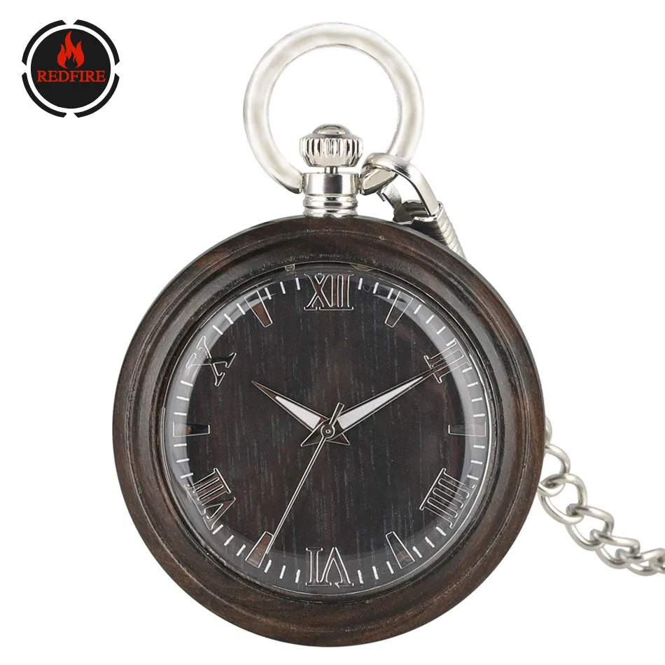 REDFIRE Quartz Pocket Watch Natural Ebony Wooden Pendant Fob Chain Silver Roman Numerals Display Pendant Pocket Clock Retro Gift
REDFIRE Quartz Pocket Watch Natural Ebony Wooden Pendant Fob Chain Silver Roman Numerals Display Pendant Pocket Clock Retro Gift