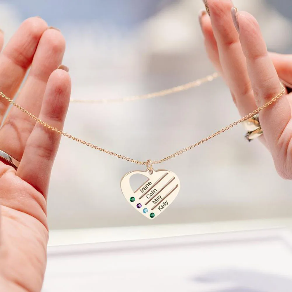 Personalized Name Engraved Birthstone Heart Necklace Stainless Steel Customized Jewelry Gift For Women
Personalized Name Engraved Birthstone Heart Necklace Stainless Steel Customized Jewelry Gift For Women