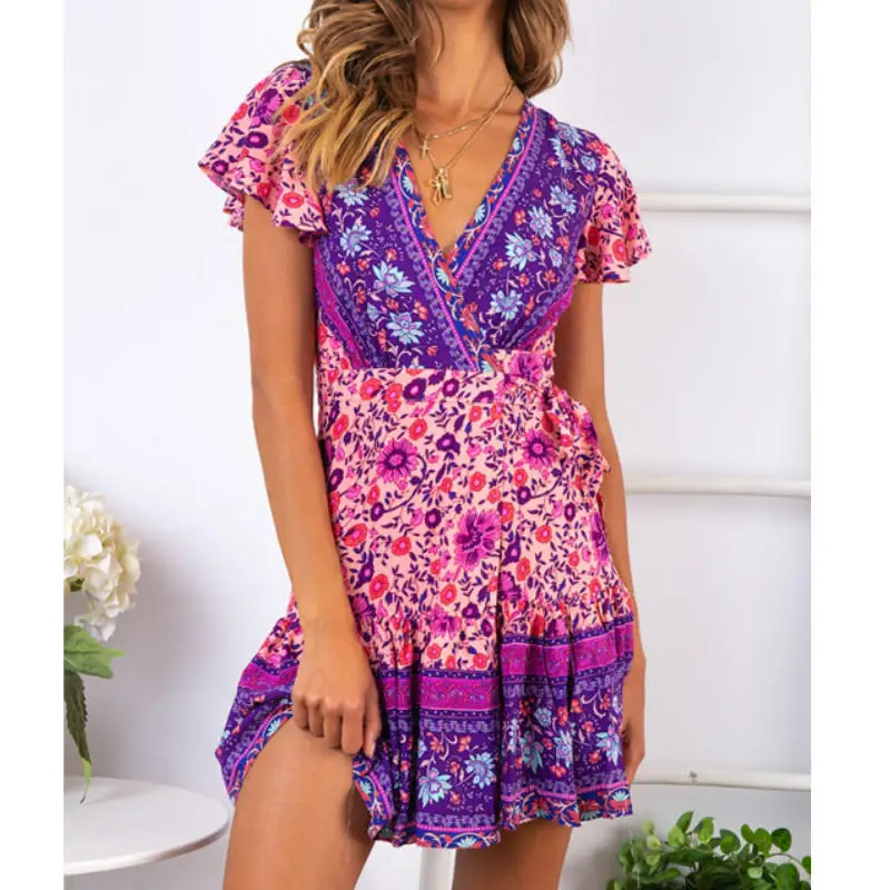 Boho Printed Wrap Dress 2020 Summer Bodycon Mini Dress Ladies Holiday Beach Sundress
Boho Printed Wrap Dress 2020 Summer Bodycon Mini Dress Ladies Holiday Beach Sundress