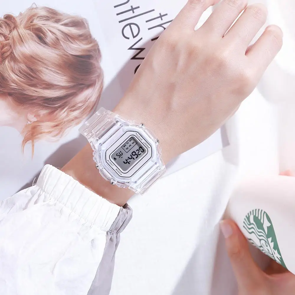 Electronic Watches For Women Men Rose Gold Silicone Strap Transparent Dress LED Digital Wristwatch Sport Clock Relogio Feminino
Electronic Watches For Women Men Rose Gold Silicone Strap Transparent Dress LED Digital Wristwatch Sport Clock Relogio Feminino