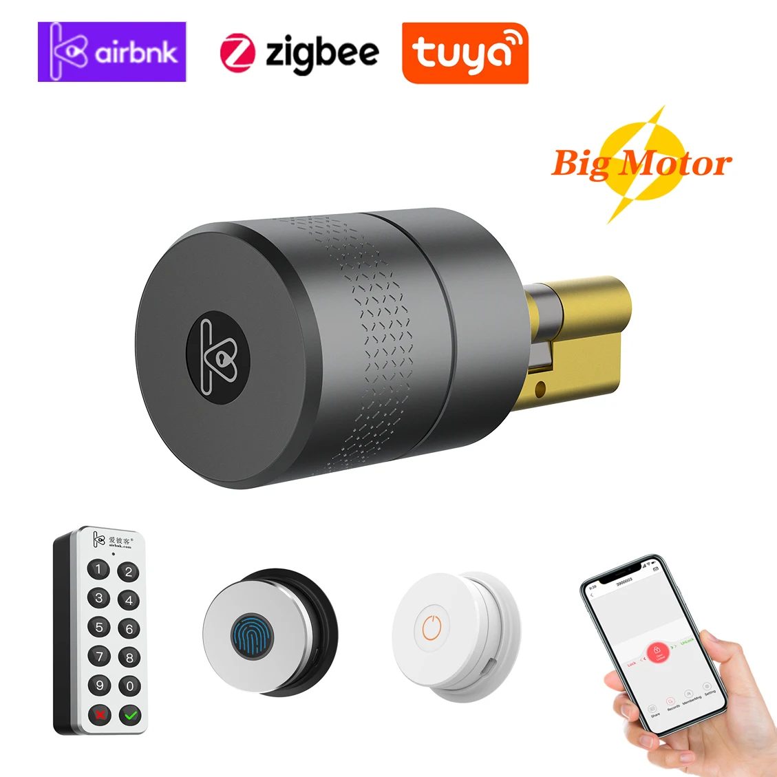 Tuya Smart door lock Fingerprint Bluetooth-compatible Remote Control EU Retrofit Cylinder Lock Big Motor Zigbee lock
Tuya Smart door lock Fingerprint Bluetooth-compatible Remote Control EU Retrofit Cylinder Lock Big Motor Zigbee lock