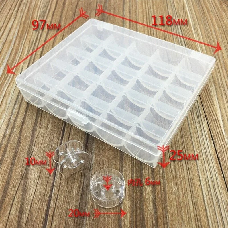 25Pcs/Set Color Plastic Bobbin Transparent Plastic Bobbin Box Set
25Pcs/Set Color Plastic Bobbin Transparent Plastic Bobbin Box Set