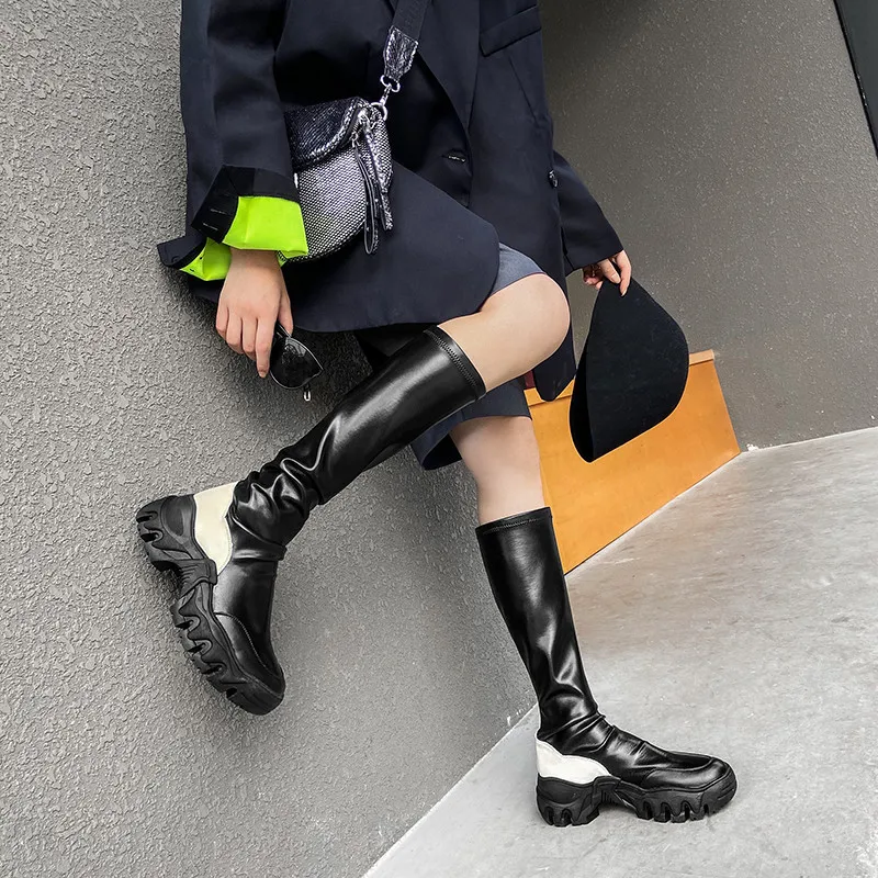 Asumer 2020 new fashion knee high boots women genuine leather mixed colors slim Elastic autumn winter platform boots woman
Asumer 2020 new fashion knee high boots women genuine leather mixed colors slim Elastic autumn winter platform boots woman