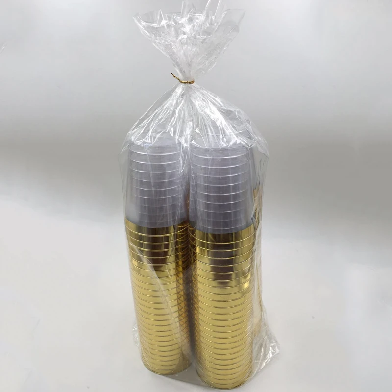 50/100/150 шт 10OZ золотого производства одноразовых чашках Пластик держащих букет