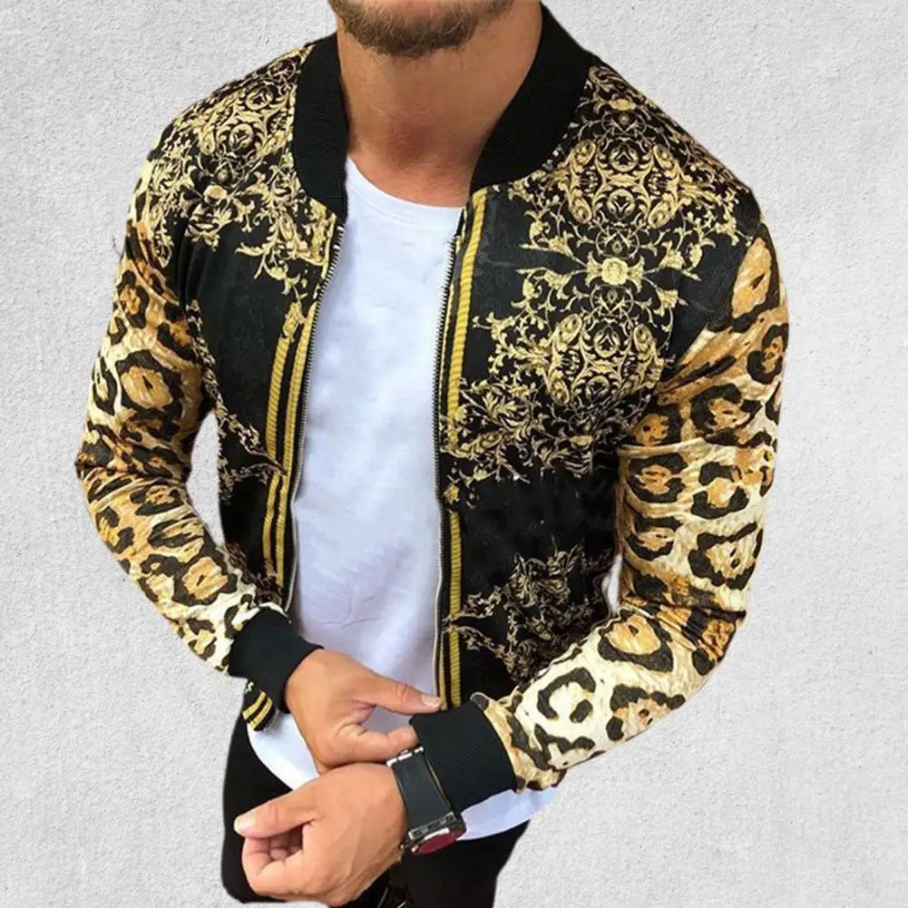 Men Leopard Print Coat Round Neck Long Sleeve Jacket All Match Slim Fits Tight Wrist European Style Male Clothing Outerwear
Men Leopard Print Coat Round Neck Long Sleeve Jacket All Match Slim Fits Tight Wrist European Style Male Clothing Outerwear