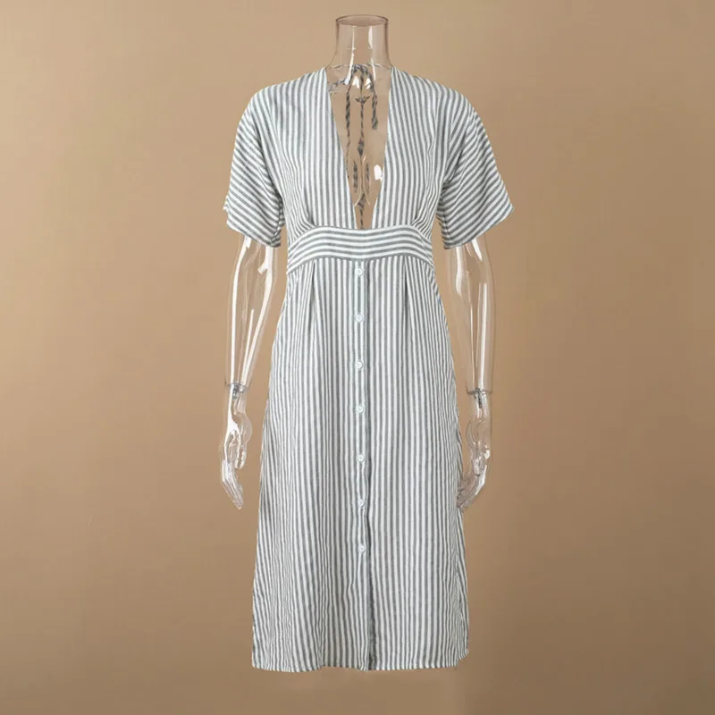 2021 Spring Summer Hot Women Beach Dress Striped Short Sleeve Backless V-neck Sexy Dress Elegant Bandage Belt Ladies Long Dress
2021 Spring Summer Hot Women Beach Dress Striped Short Sleeve Backless V-neck Sexy Dress Elegant Bandage Belt Ladies Long Dress