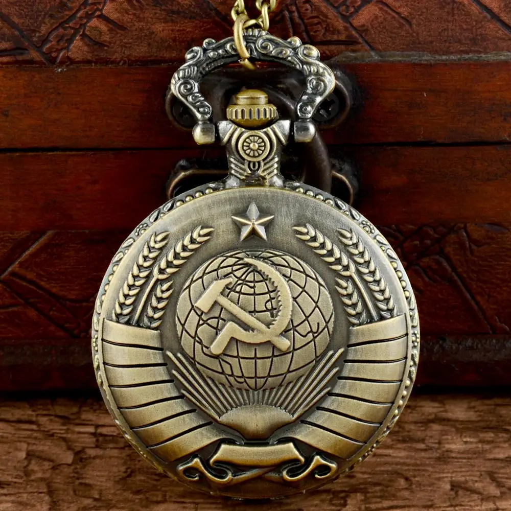 New Arrivals USSR Soviet Badges Sickle Hammer Quartz Pocket Watch with Chain Retro Men Women Classic Pendant Necklace Clock Gift
New Arrivals USSR Soviet Badges Sickle Hammer Quartz Pocket Watch with Chain Retro Men Women Classic Pendant Necklace Clock Gift