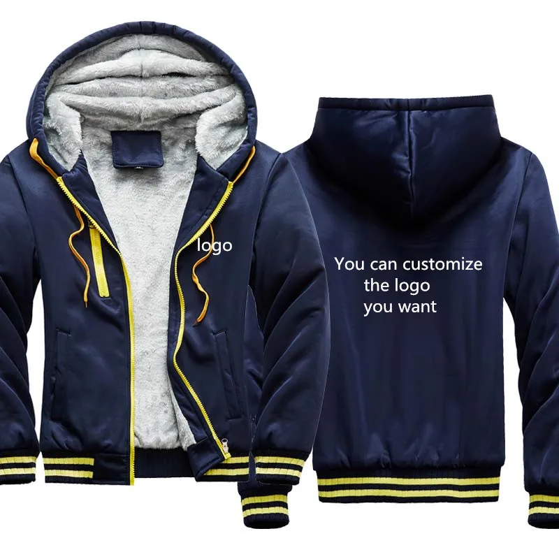 2020 New winter men's jacket custom LOGO logo fashion casual cotton high-quality Men's plus fleece top | Мужская одежда