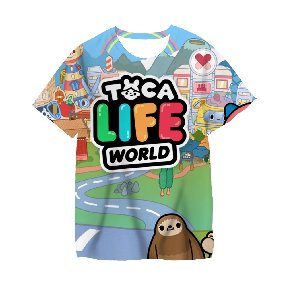 Модная 3D футболка для мальчиков и девочек с героями мультфильмов видеоигра Toca Life