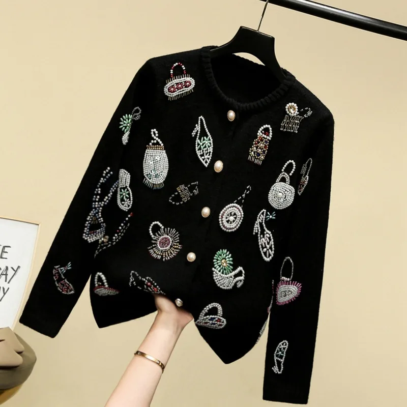 Net Red Knitted Cardigan Sweet Style Beaded Heavy Embroidery Sweater with Black and White Fashion Jacket
Net Red Knitted Cardigan Sweet Style Beaded Heavy Embroidery Sweater with Black and White Fashion Jacket