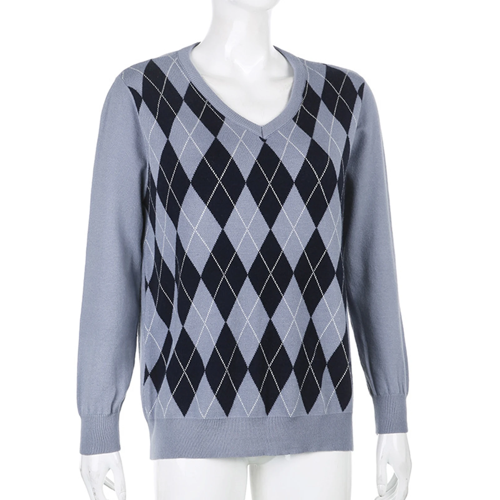 Fashion Women Autumn Winter Long Sleeve V Neck Argyle Plaid sweaters for women fashion Knit Sweater
Fashion Women Autumn Winter Long Sleeve V Neck Argyle Plaid sweaters for women fashion Knit Sweater