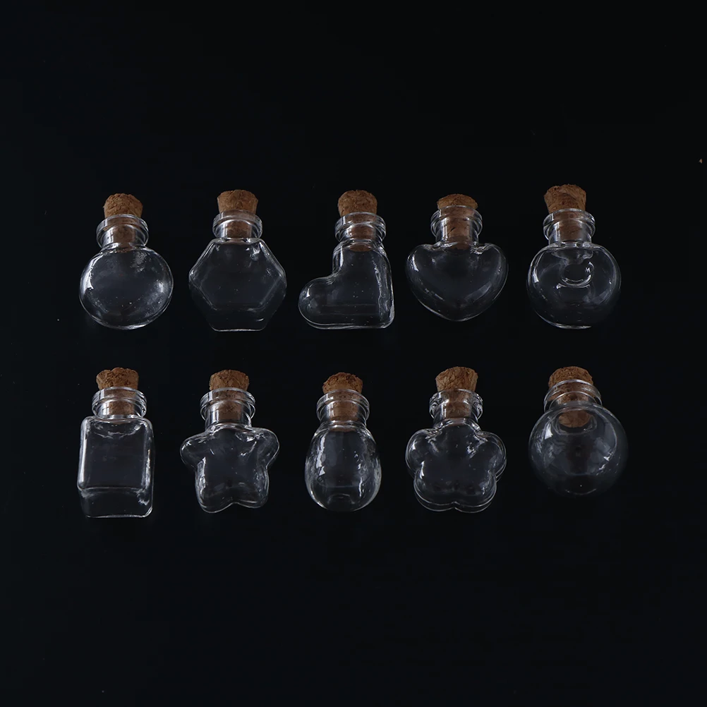 10 Shapes Mini Glass Bottles Key Chain Pendants Small Wishing Bottles With Cork Vial Arts Jars For Bracelets Gifts 2.4cm 
10 Shapes Mini Glass Bottles Key Chain Pendants Small Wishing Bottles With Cork Vial Arts Jars For Bracelets Gifts 2.4cm