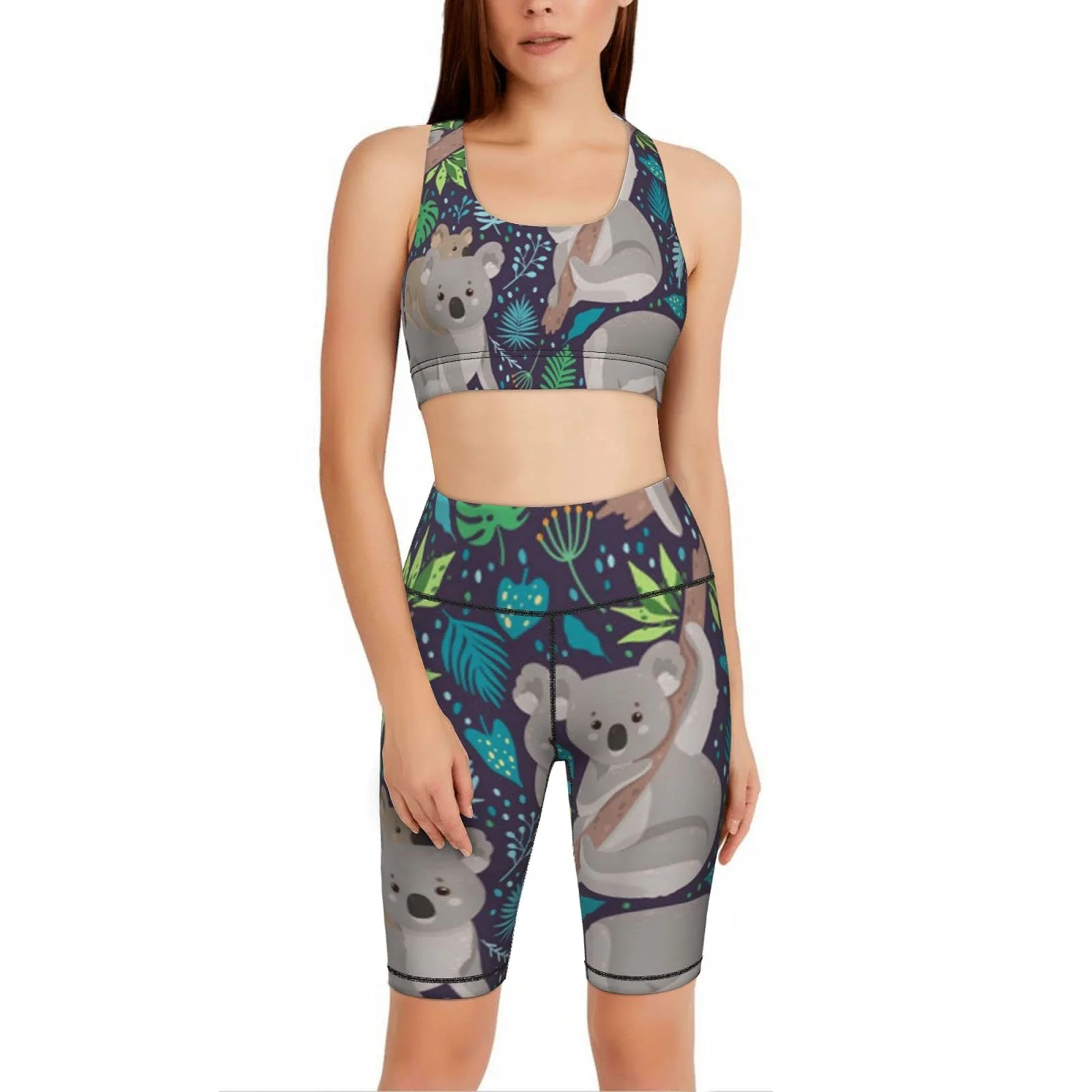 Ladies yoga wear 2-piece set five-point cute koala tropical leaves women's fashion shorts gym sports suit yoga suit tight s-xxl
Ladies yoga wear 2-piece set five-point cute koala tropical leaves women's fashion shorts gym sports suit yoga suit tight s-xxl