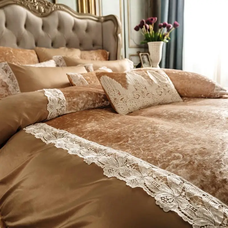 Luxury Brown Gold Fleece Warm Bedding Set Soft Queen King size 4Pcs Bed set Bedlinen Duvet cover Bed sheet set Pillowcases 
Luxury Brown Gold Fleece Warm Bedding Set Soft Queen King size 4Pcs Bed set Bedlinen Duvet cover Bed sheet set Pillowcases