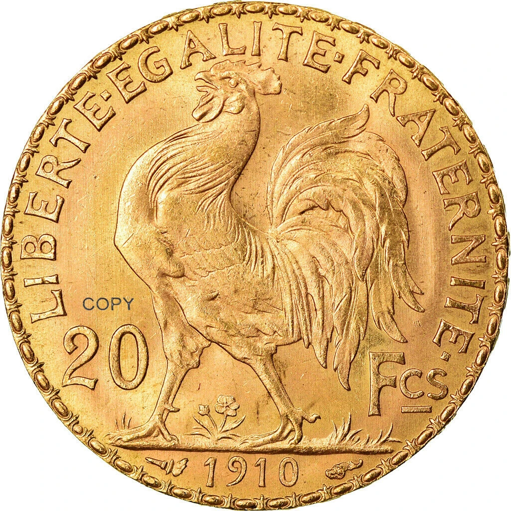 

Франция 1910 20 франков Золотая Марианна петух третья Республика латунная металлическая КОПИЯ монета освобождение Реплика производство