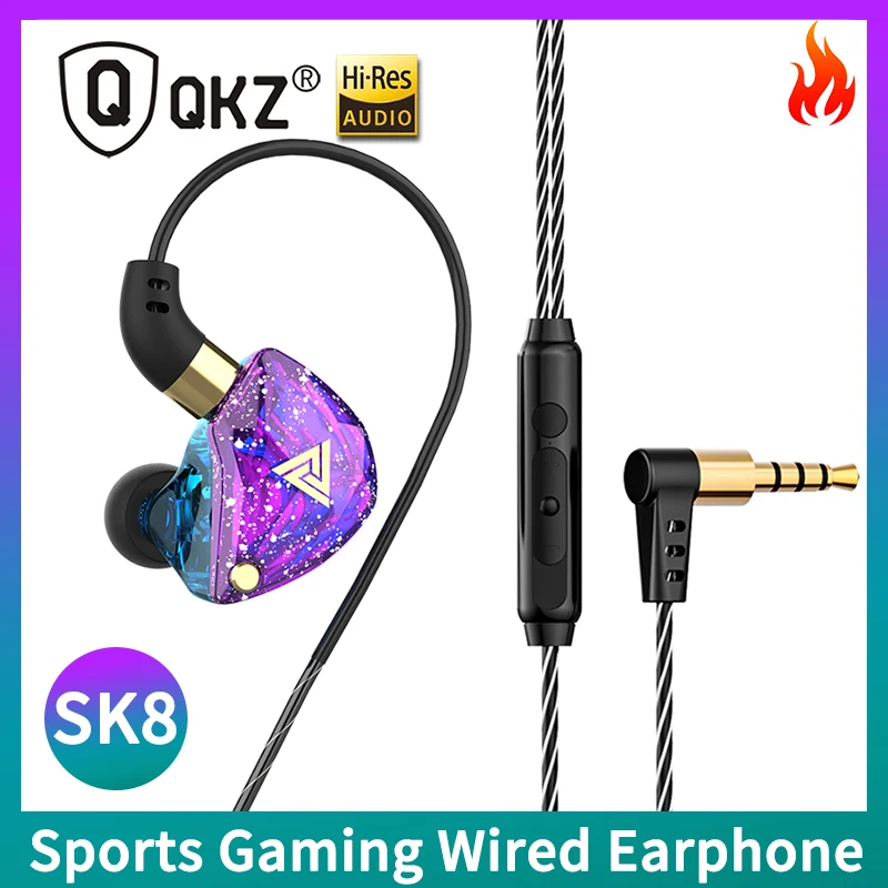 

Original QKZ SK8 Copper Driver Earphone Heavey Bass Rock HiFi Noise Cancelling Music 3.5mm Wired Headphone Monitor Stage Headset