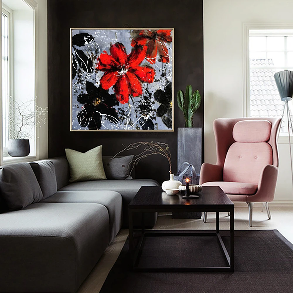 Abstract Beautiful Texture Flowers Painting 100% Hand Painted On Canvas Red Black Flowers Oil Painting Wall Art For Home Decor
Abstract Beautiful Texture Flowers Painting 100% Hand Painted On Canvas Red Black Flowers Oil Painting Wall Art For Home Decor