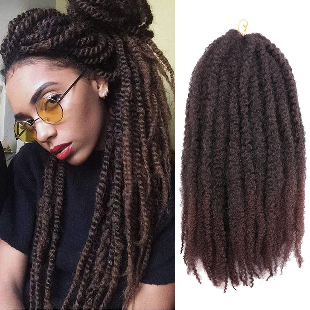 

Marley Hair Synthetic Crochet Braids Afro Kinky Curly Marley Twist Crochet Braiding Hair Extensions for Women Black 18inch