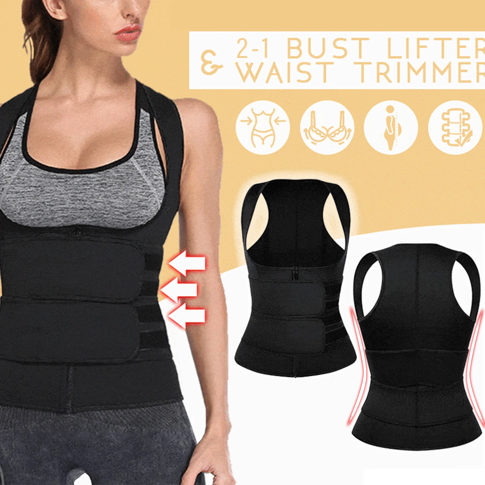 Newly 2-in-1 Bust Lifter & Waist Shaper Adjustable Hook-and-loop Zipper Closure Women Shapewear 19ing
Newly 2-in-1 Bust Lifter & Waist Shaper Adjustable Hook-and-loop Zipper Closure Women Shapewear 19ing