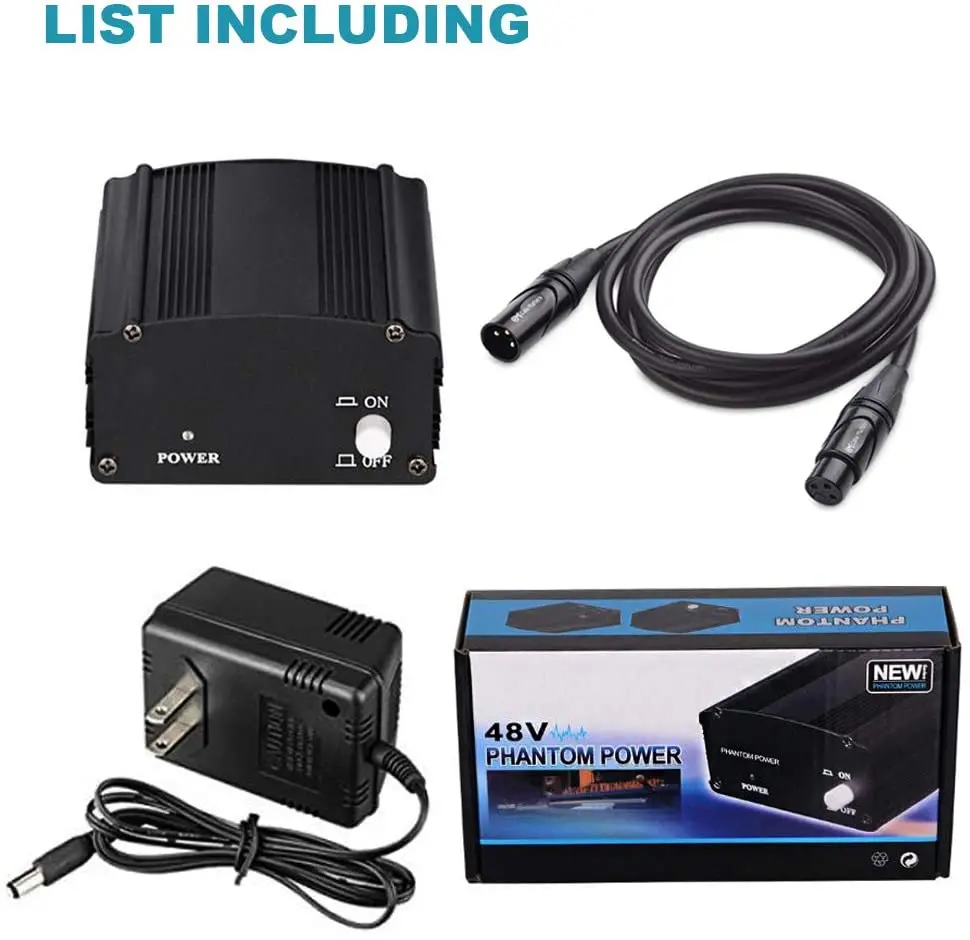 48V Phantom Power Supply With Adapter,Bonus+ XLR 3 Pin Microphone Cable For Any Condenser Microphone Music Recording Equipment
48V Phantom Power Supply With Adapter,Bonus+ XLR 3 Pin Microphone Cable For Any Condenser Microphone Music Recording Equipment