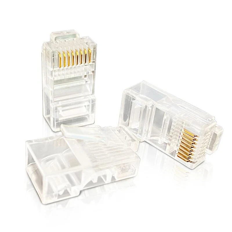 

Новый 50 шт. RJ45 разъем 6U золото PlatedPass через Ethernet кабели модуль разъем сетевой RJ-45 с украшением в виде кристаллов головки Cat5 Cat5E