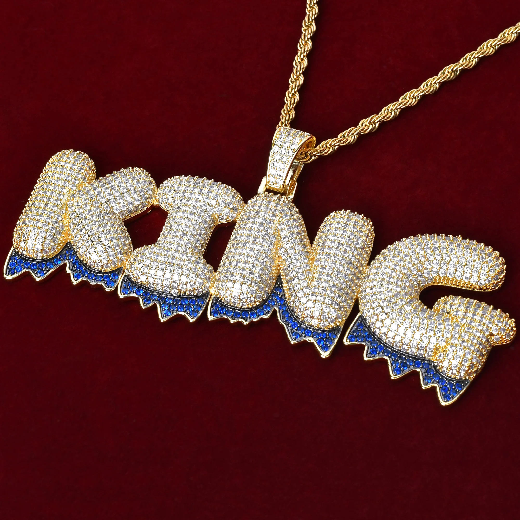 No Chain Custom Name Necklace Blue Drip Pendant for Women 24K Real Gold Color Plated Rock Street Hip Hop Jewelry
No Chain Custom Name Necklace Blue Drip Pendant for Women 24K Real Gold Color Plated Rock Street Hip Hop Jewelry