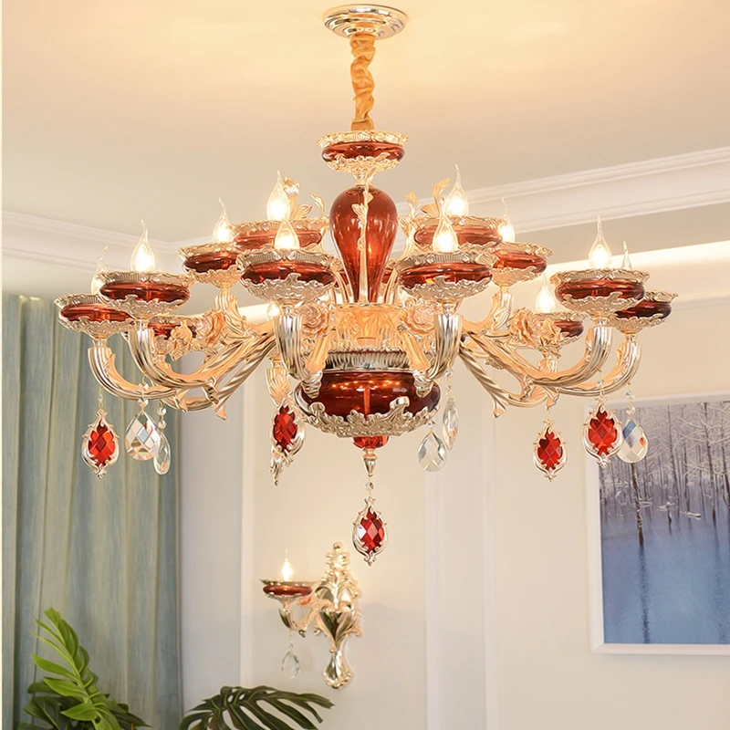 Modern European K9 Crystal Zinc Alloy Rose Golden Red Chandeliers 6/8/10 Lights Dinning Room Crystal Living Room Home Decoration
Modern European K9 Crystal Zinc Alloy Rose Golden Red Chandeliers 6/8/10 Lights Dinning Room Crystal Living Room Home Decoration