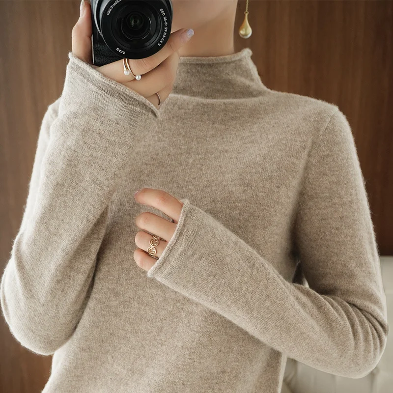 Women's high neck cashmere sweater, fashion sweater, loose long sleeved top, warm, autumn and winter, 2021
Women's high neck cashmere sweater, fashion sweater, loose long sleeved top, warm, autumn and winter, 2021