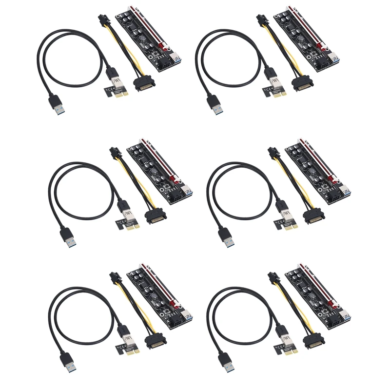 6PCS VER009S Plus PCI-E Riser Card PCI Express 1X to 16X Adapter with USB 3.0 Cable SATA to 6Pin Power Cable for Mining
6PCS VER009S Plus PCI-E Riser Card PCI Express 1X to 16X Adapter with USB 3.0 Cable SATA to 6Pin Power Cable for Mining