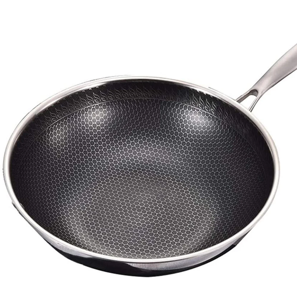 Brand New Non-stick Pan Double-sided Honeycomb 304 Stainless Steel Wok Without Oil Smoke Frying Pan Wok Without Phosphorus 
Brand New Non-stick Pan Double-sided Honeycomb 304 Stainless Steel Wok Without Oil Smoke Frying Pan Wok Without Phosphorus