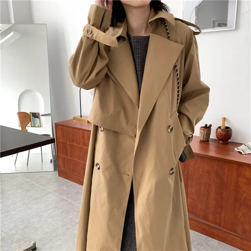 Women Khaki Trench Coat Spring British Style Vintage Double Breasted Long Sleeve Long Outerwear 2021 Elegant Bandage Windbreaker
Women Khaki Trench Coat Spring British Style Vintage Double Breasted Long Sleeve Long Outerwear 2021 Elegant Bandage Windbreaker