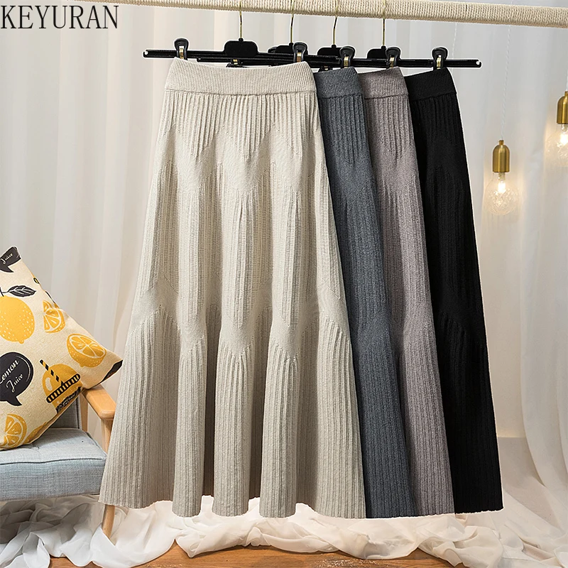 New 2021 Autumn Winter Knitted Midi Pleated Skirt Women Korean Style Casual Solid A Line High Waist Long Skirt Female
New 2021 Autumn Winter Knitted Midi Pleated Skirt Women Korean Style Casual Solid A Line High Waist Long Skirt Female
