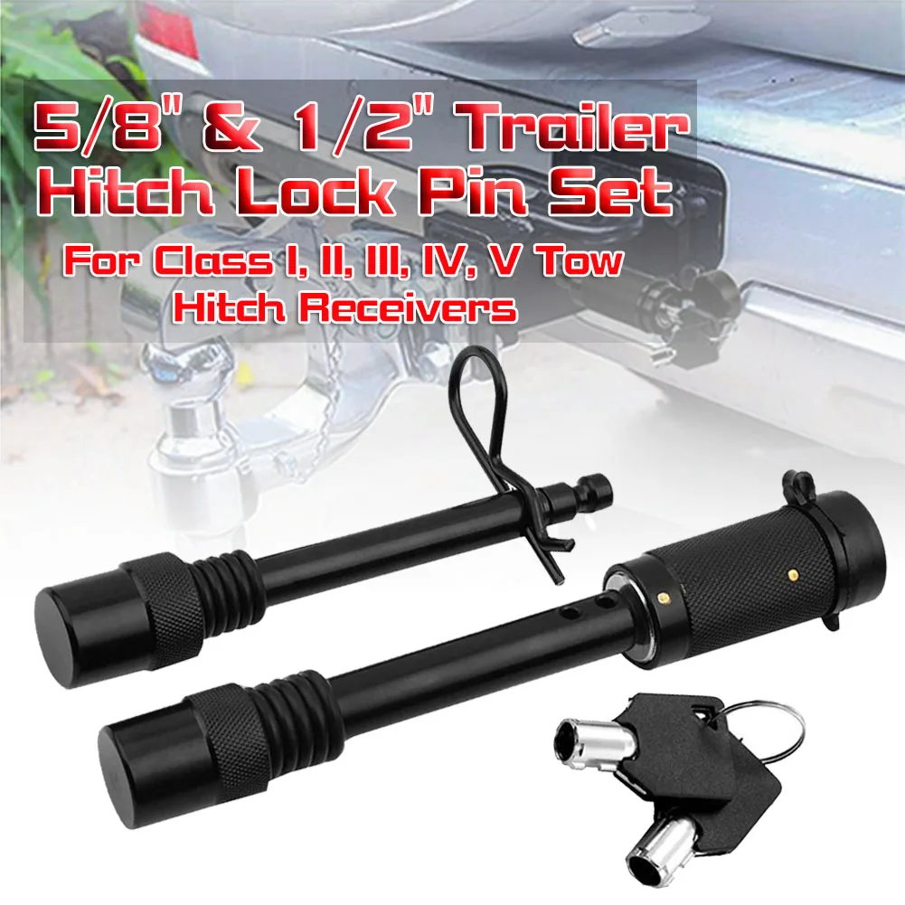 5/8" & 1/2" Trailer Hitch Lock Pin Set with One Locking System 2 Keys for Class I, II, III, IV, V Tow Hitch Receivers
5/8" & 1/2" Trailer Hitch Lock Pin Set with One Locking System 2 Keys for Class I, II, III, IV, V Tow Hitch Receivers