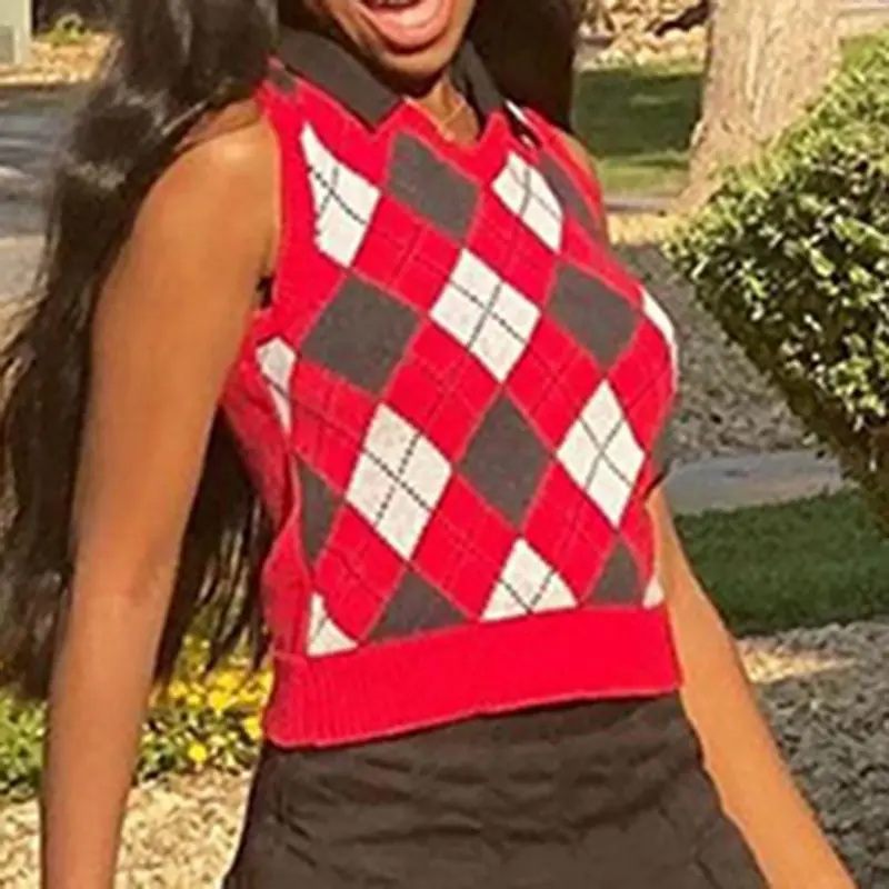 Muyogrt Argyle Sweater Vest Preppy Style Vest Women Knitted Sleeveless Plaid Waistcoat Autumn Short Outwear Chalecos Para Mujer
Muyogrt Argyle Sweater Vest Preppy Style Vest Women Knitted Sleeveless Plaid Waistcoat Autumn Short Outwear Chalecos Para Mujer