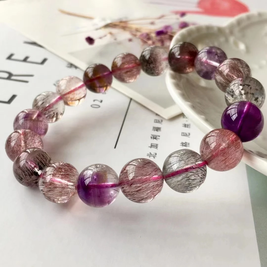 Genuine Natural Colorful Super Seven 7 Purple Clear Round Beads Rutilated Quartz Bracelet 10.8mm Crystal For Women Men AAAAAA
Genuine Natural Colorful Super Seven 7 Purple Clear Round Beads Rutilated Quartz Bracelet 10.8mm Crystal For Women Men AAAAAA