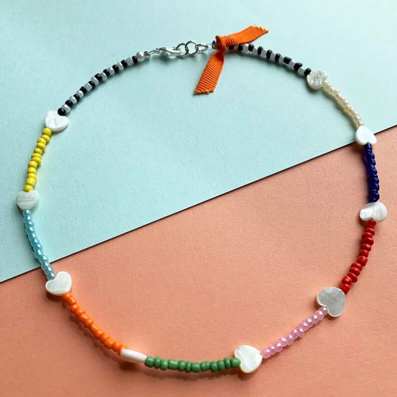 Multicolor Heart Pearl Seed Beads Necklace Colorful Beads Beaded Necklace Czech Glass Beads Seed Beads Necklace Gift for Her
Multicolor Heart Pearl Seed Beads Necklace Colorful Beads Beaded Necklace Czech Glass Beads Seed Beads Necklace Gift for Her